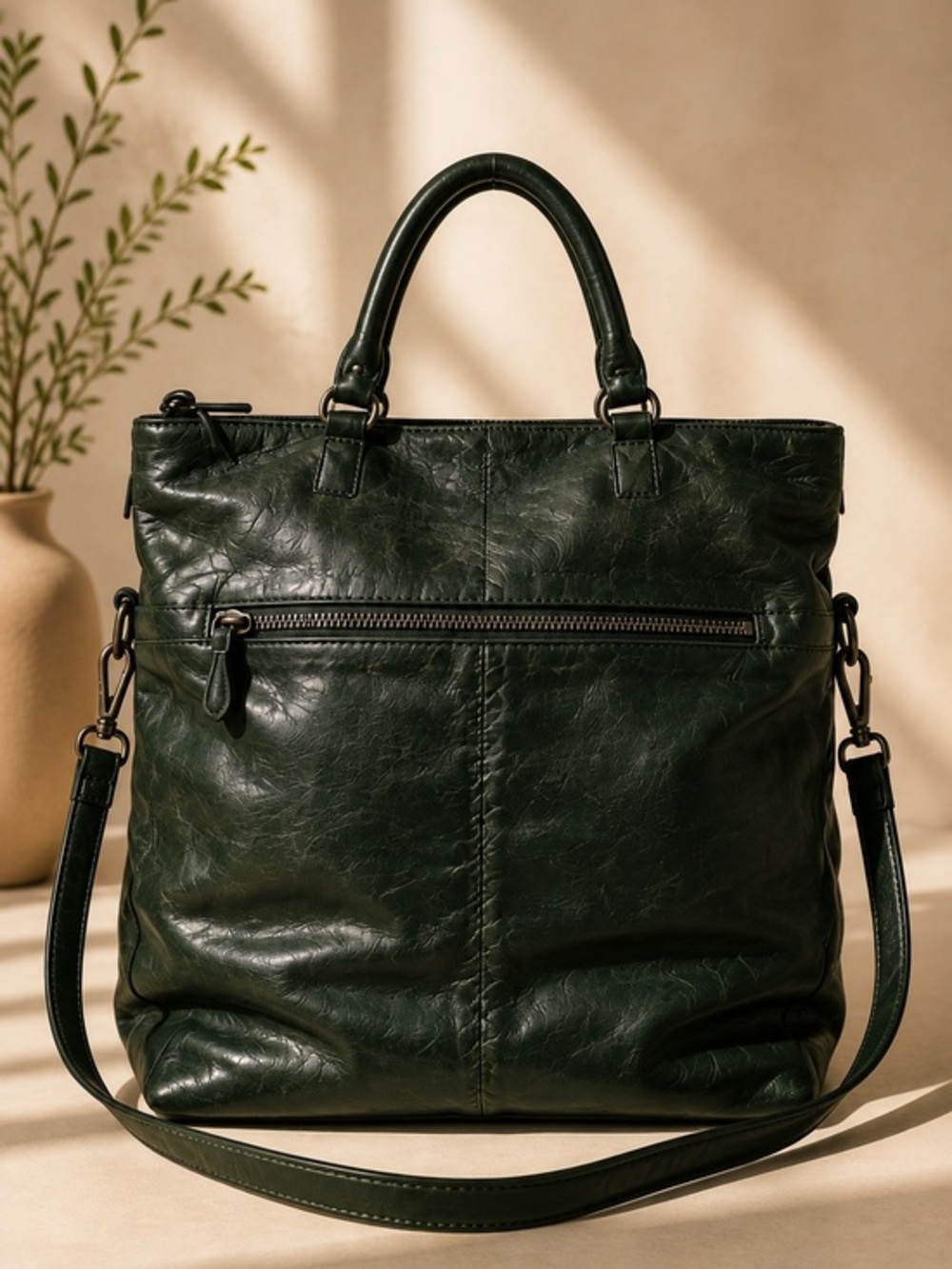 Bottega Veneta Intrecciato Trimmed Cervo Leather Green Tote Bag